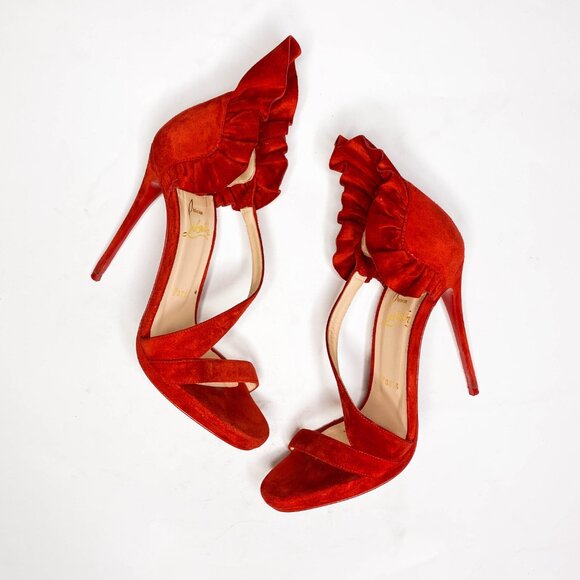 Louboutin Colankle Red Suede Sandals